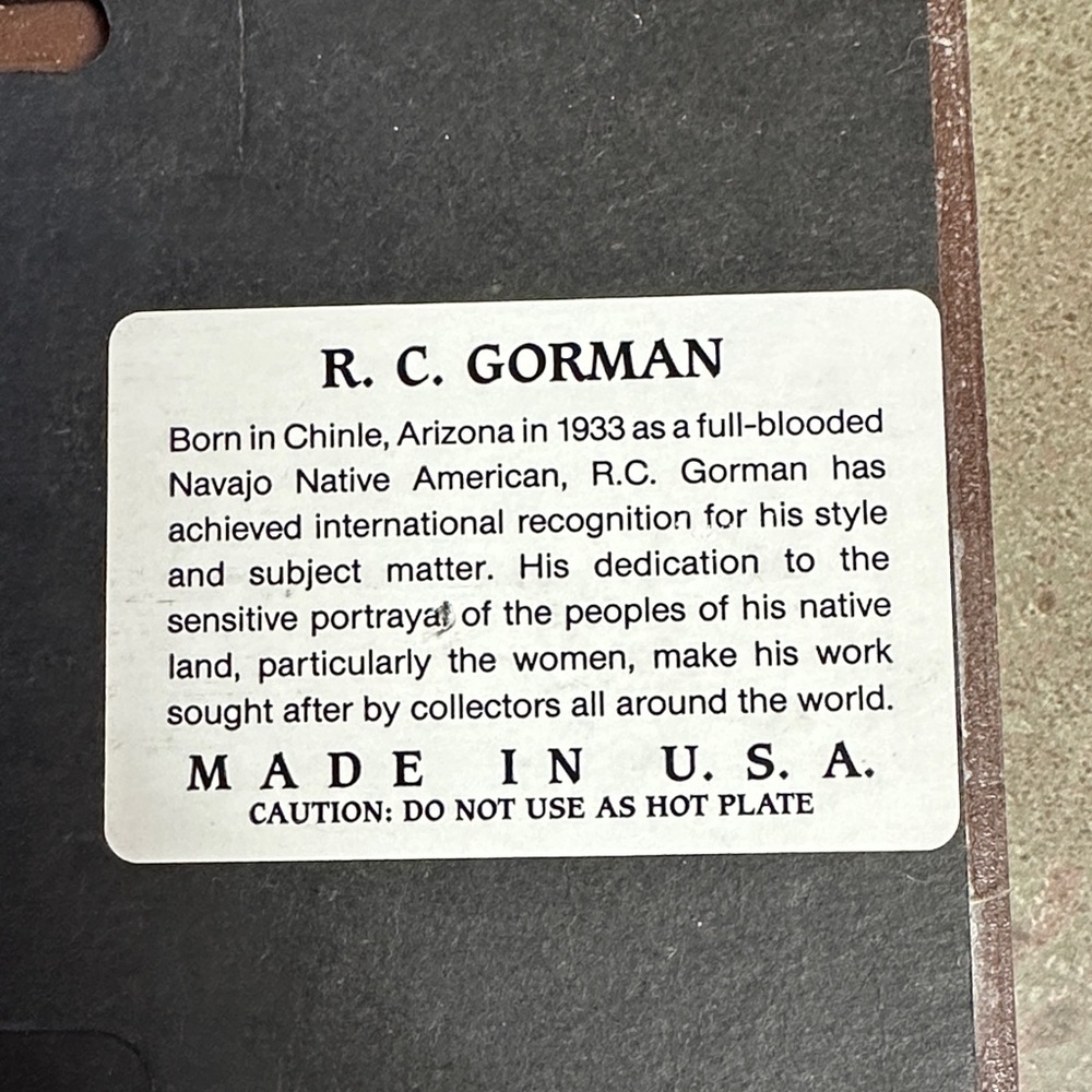 R. C. Gorman 8x8 Art Tile Seated Navajo Woman 1976 Signed - Picture 4 of 5